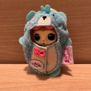 Series 1 Monkey Bananas w Bow Pet + Dottie Blue Swaddle Baby Born Surprise Pets